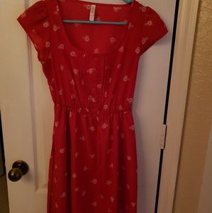 Red dress with white bicycles